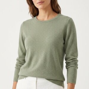 Preswick & Moore Cashmere Sweater Womens Large Sage Green Crewneck Long Sleeve